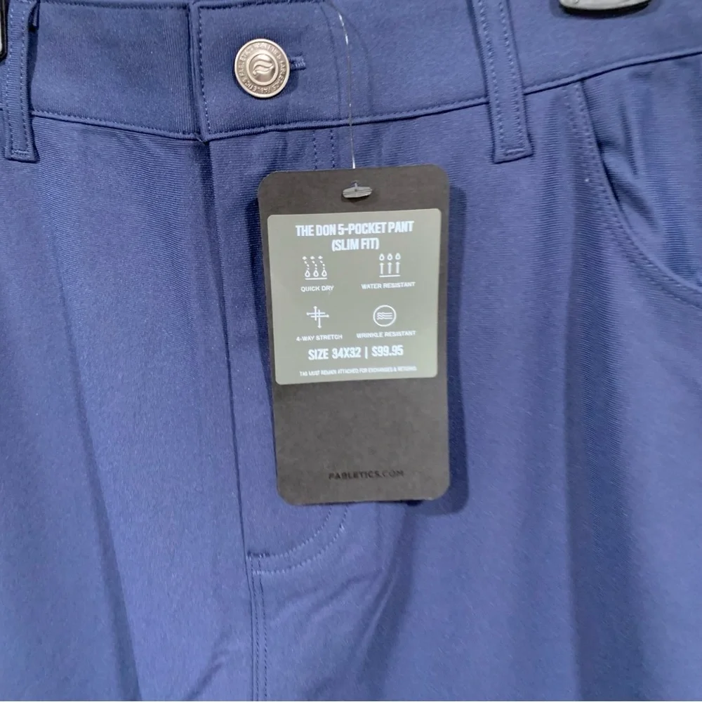 NEW Fabletics Pants Mens 34x32 Navy The Don 5 Pocket Slim Stretch Chino - Picture 5 of 10